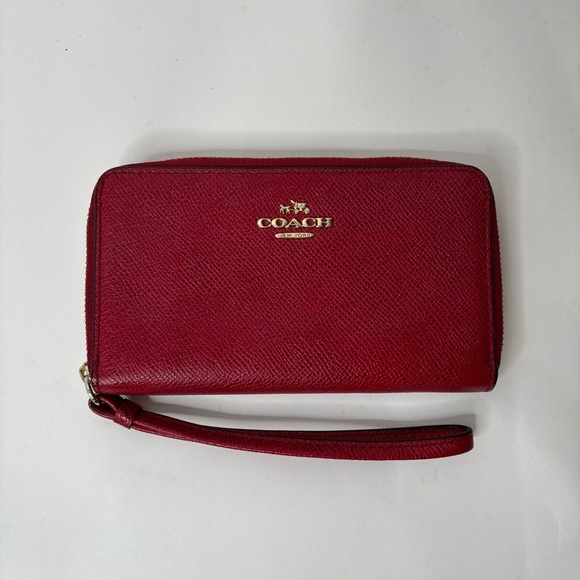 Coach Long Zip Around Wallet Women's Red - Picture 1 of 9